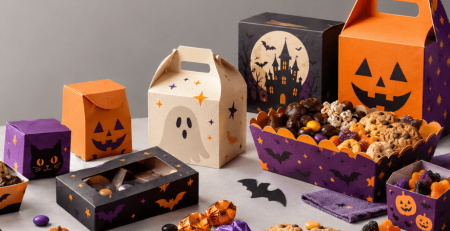 Envases individuales de cartulina y cartón para snacks con diseños de Halloween